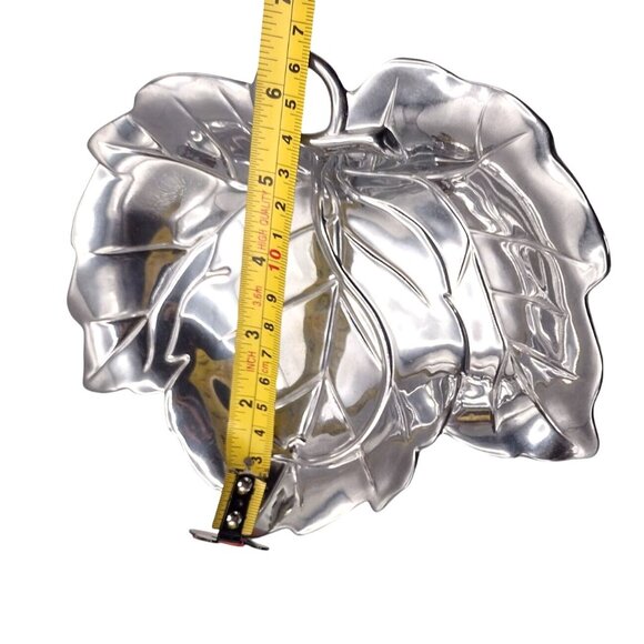 Fitz And Floyd Leaf-Shaped Metal Serveware Snack Tray Bowl Candy Dish Trinket - Picture 8 of 11